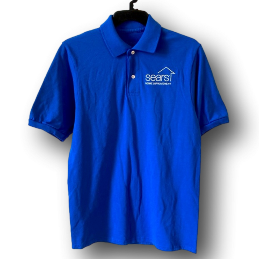 Mens Sears Home Improvement New Logo Blue Collared Polo Shirt - Size Small